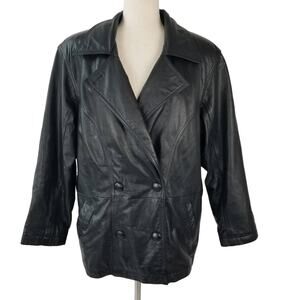 Wilsons Black Leather Coat Jacket Thinsulate Removeable Liner Vintage Medium